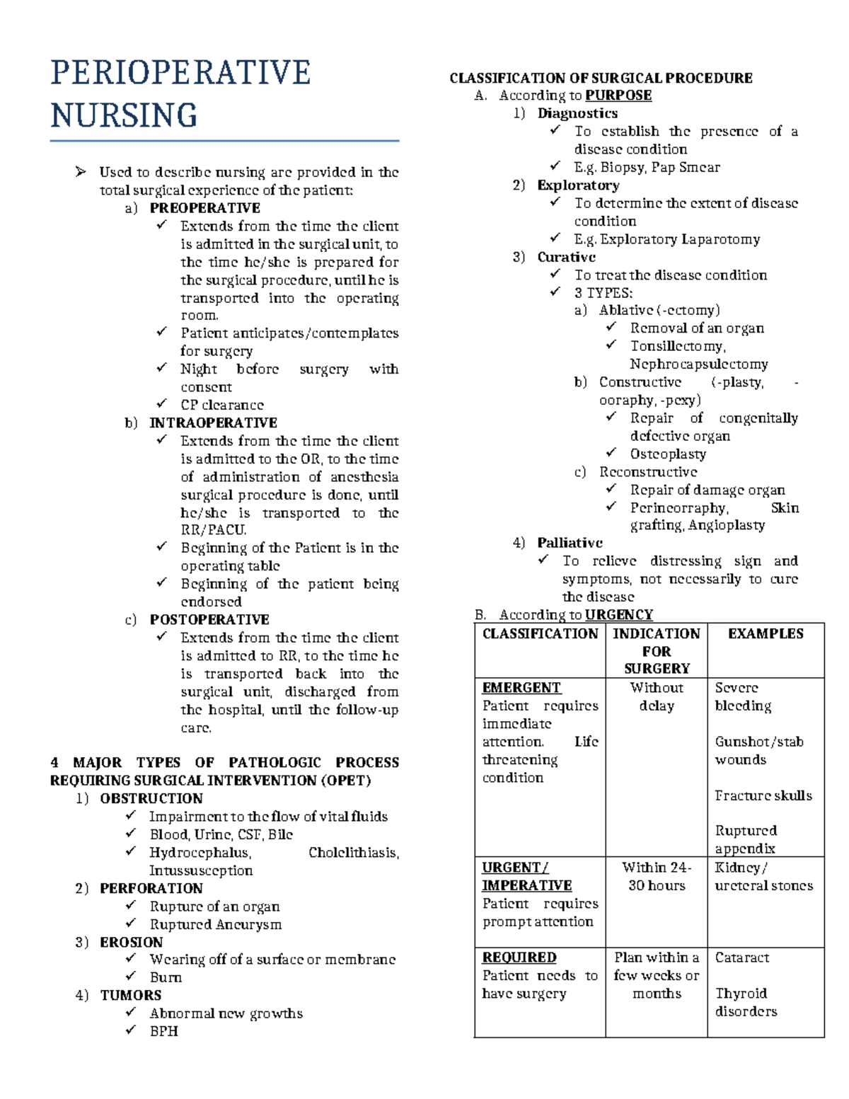 PERIOPERATIVE NURSING: Comprehensive Guide for Surgical Care - Studocu