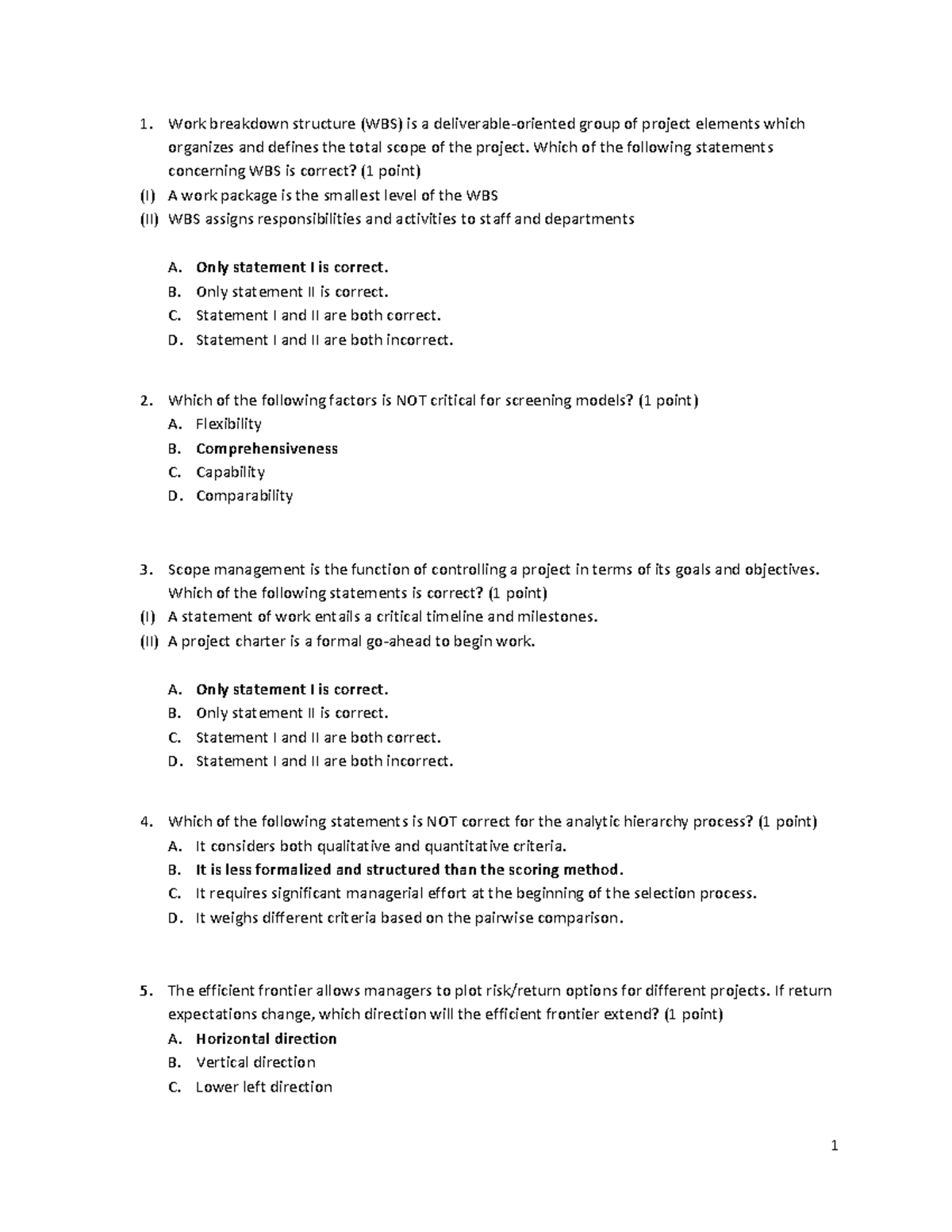 Project Management Exam Review: MCQs & Key Concepts - Studeersnel