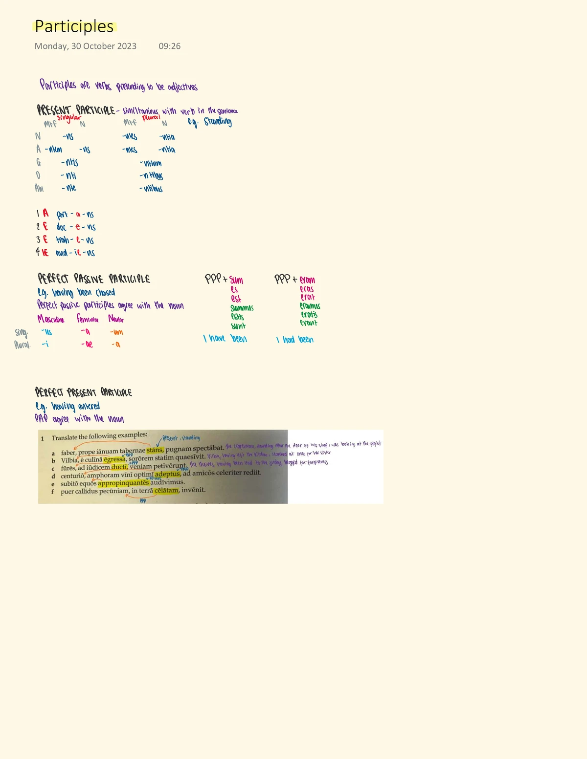 Latin Verbs: Exploring Tenses and Participles (Course Code: TOUSE 0 ...