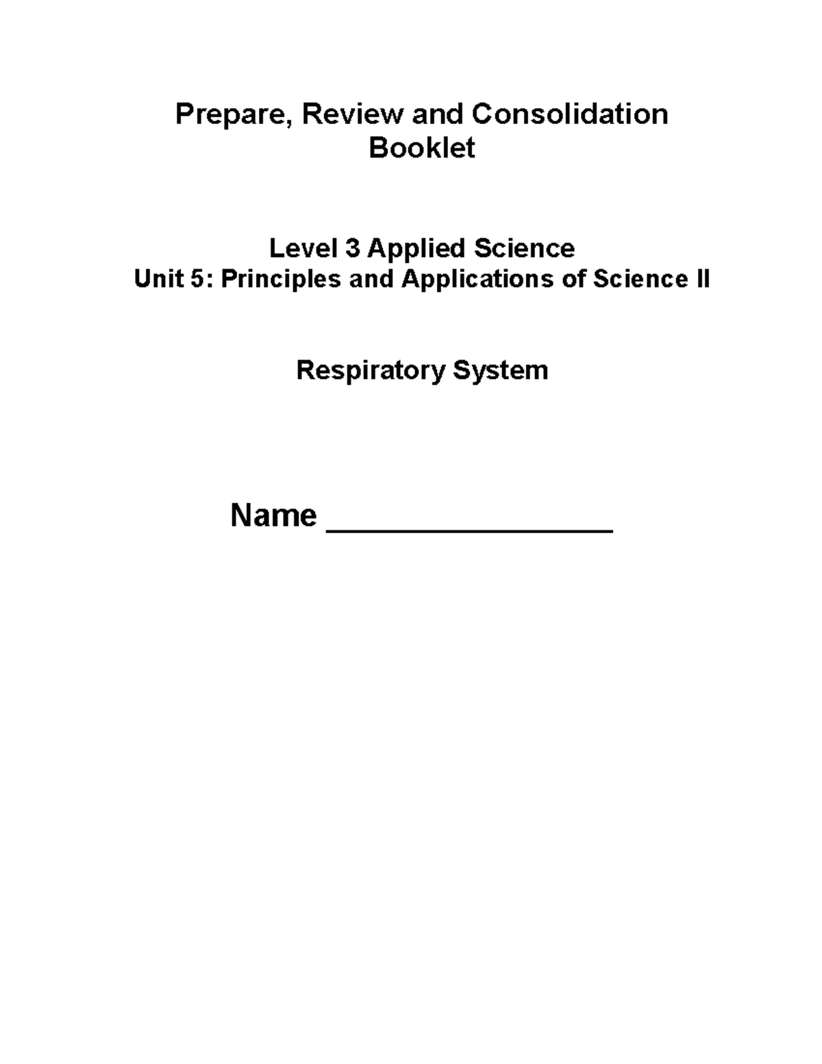 Unit 5 Applied Science: Respiratory System Study Guide - Studocu