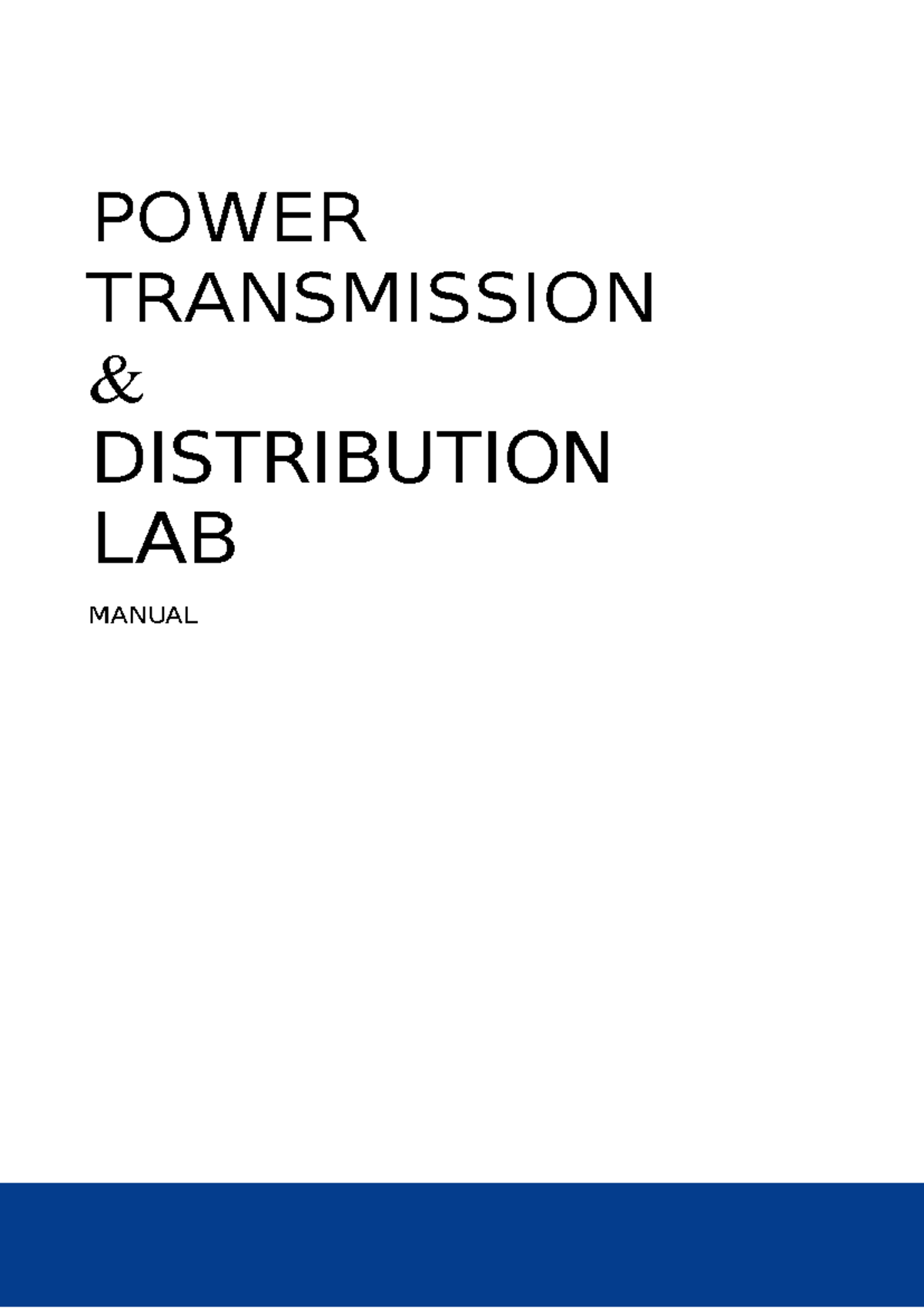 Power Transmission & Distribution Lab Manual - P T & D 101 - Studocu