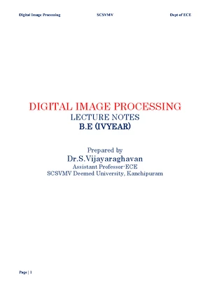 Digital Image Processing - MC4011 - Studocu