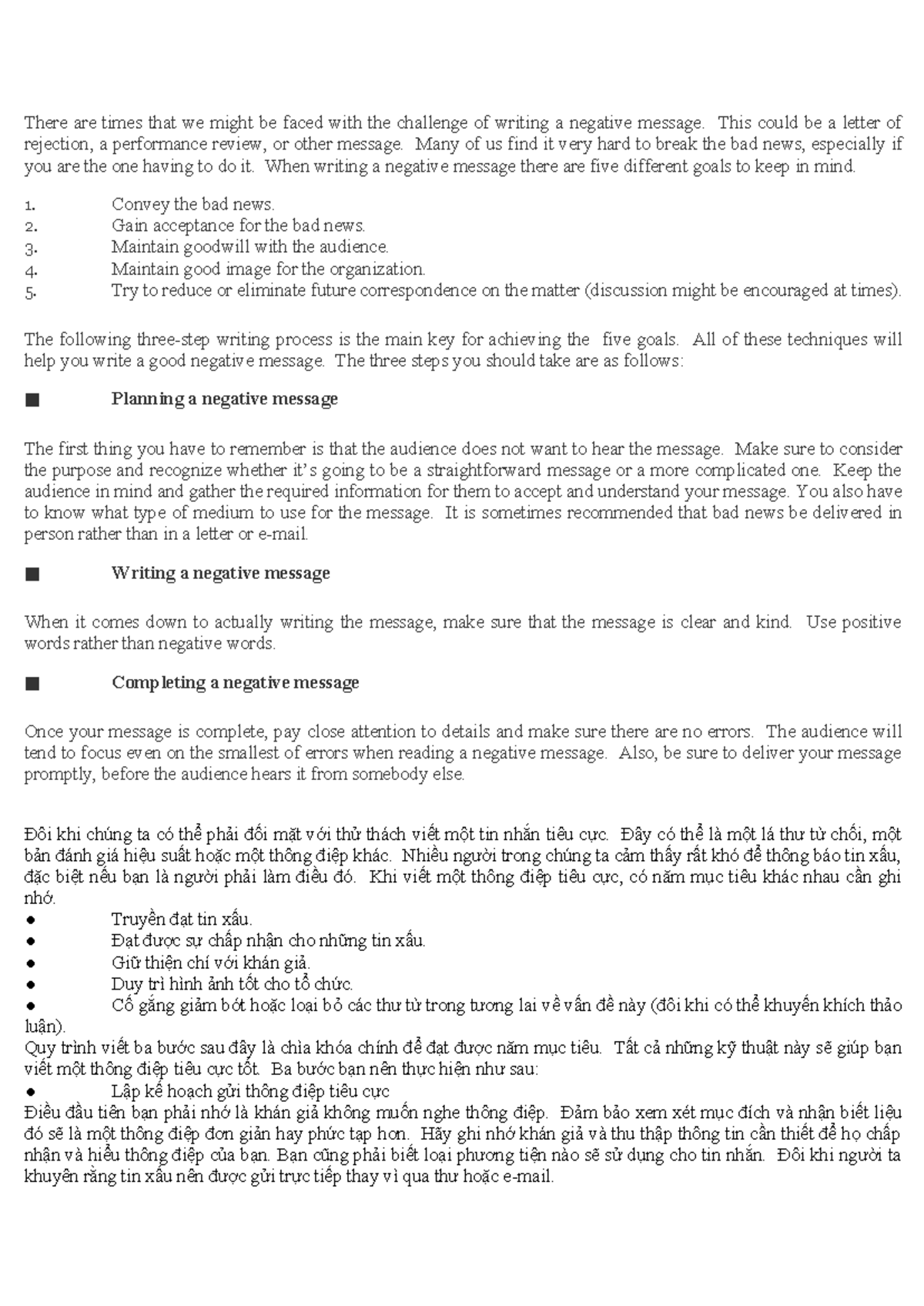 Midterm - Writing Effective Positive and Negative Messages - Studocu