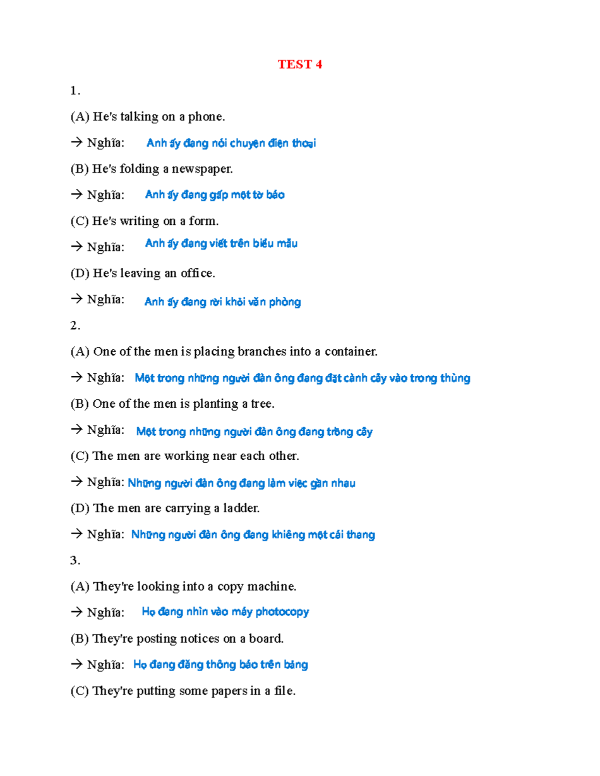 TEST 4: Listening Comprehension Practice (PART-1-5 5 - 5555) - Studocu