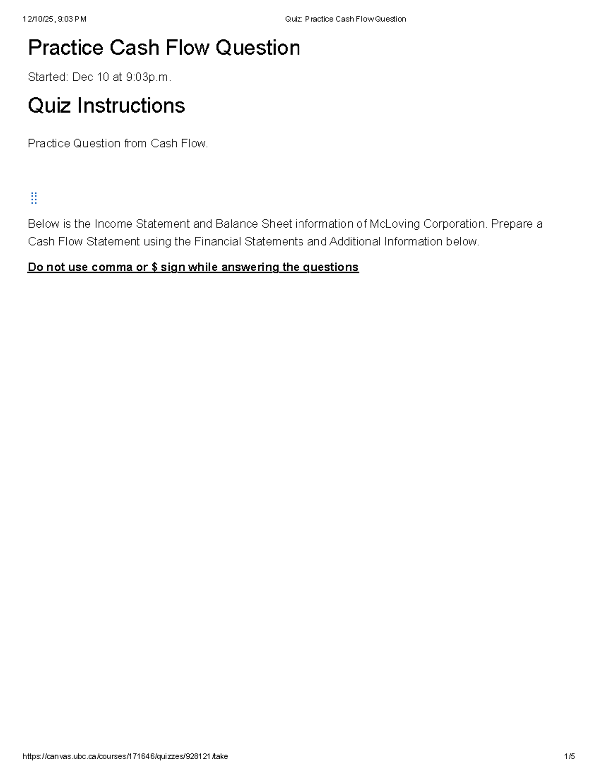 9:03 PM Quiz: Cash Flow Statement Practice Questions - Studocu