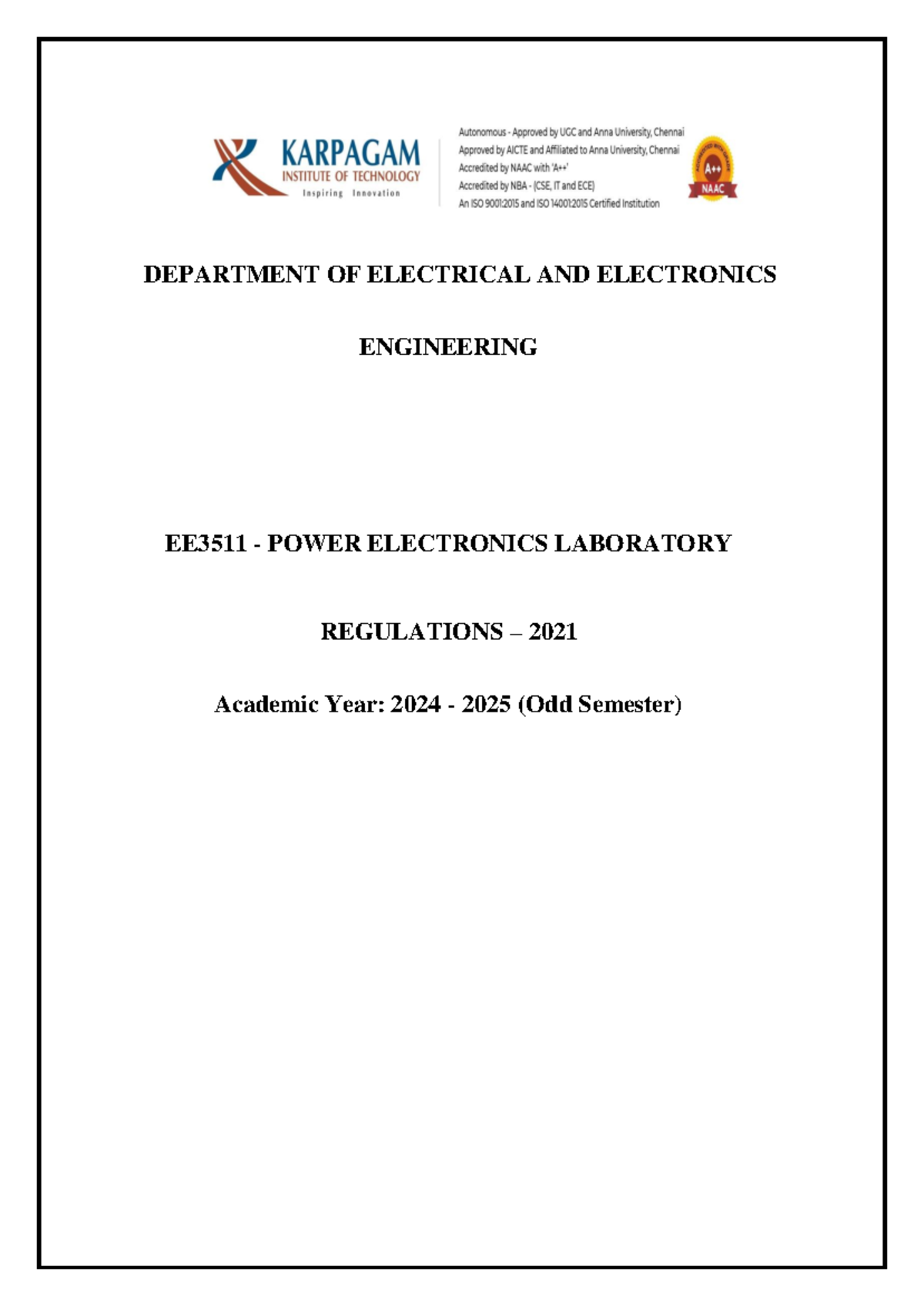 EE3511 - Power Electronics Laboratory (Final Exam Copy) - Studocu