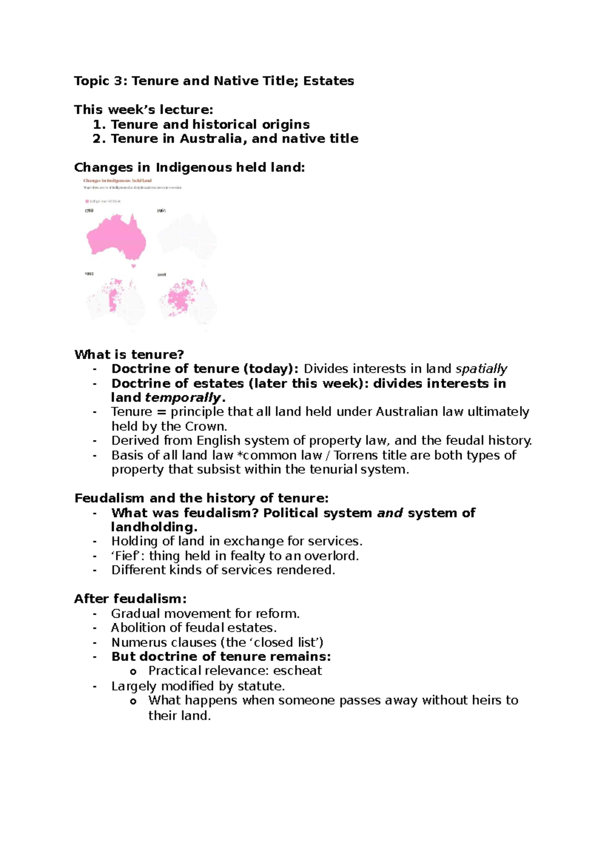 Tenure and Native Title in Australian Law: Lecture Notes (Course Code ...