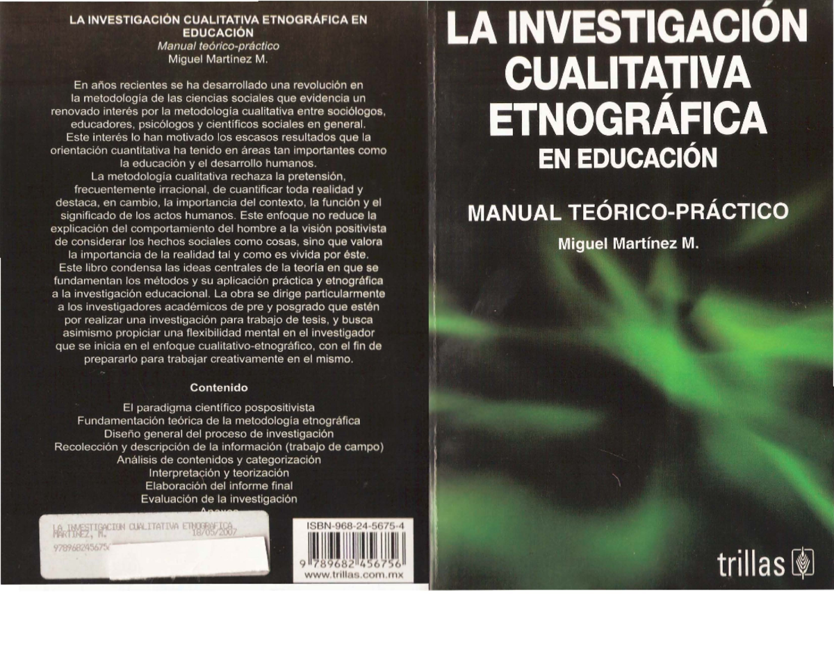 Martinez Investigacion Cualitativa Etnografica - Miguel Martínez M