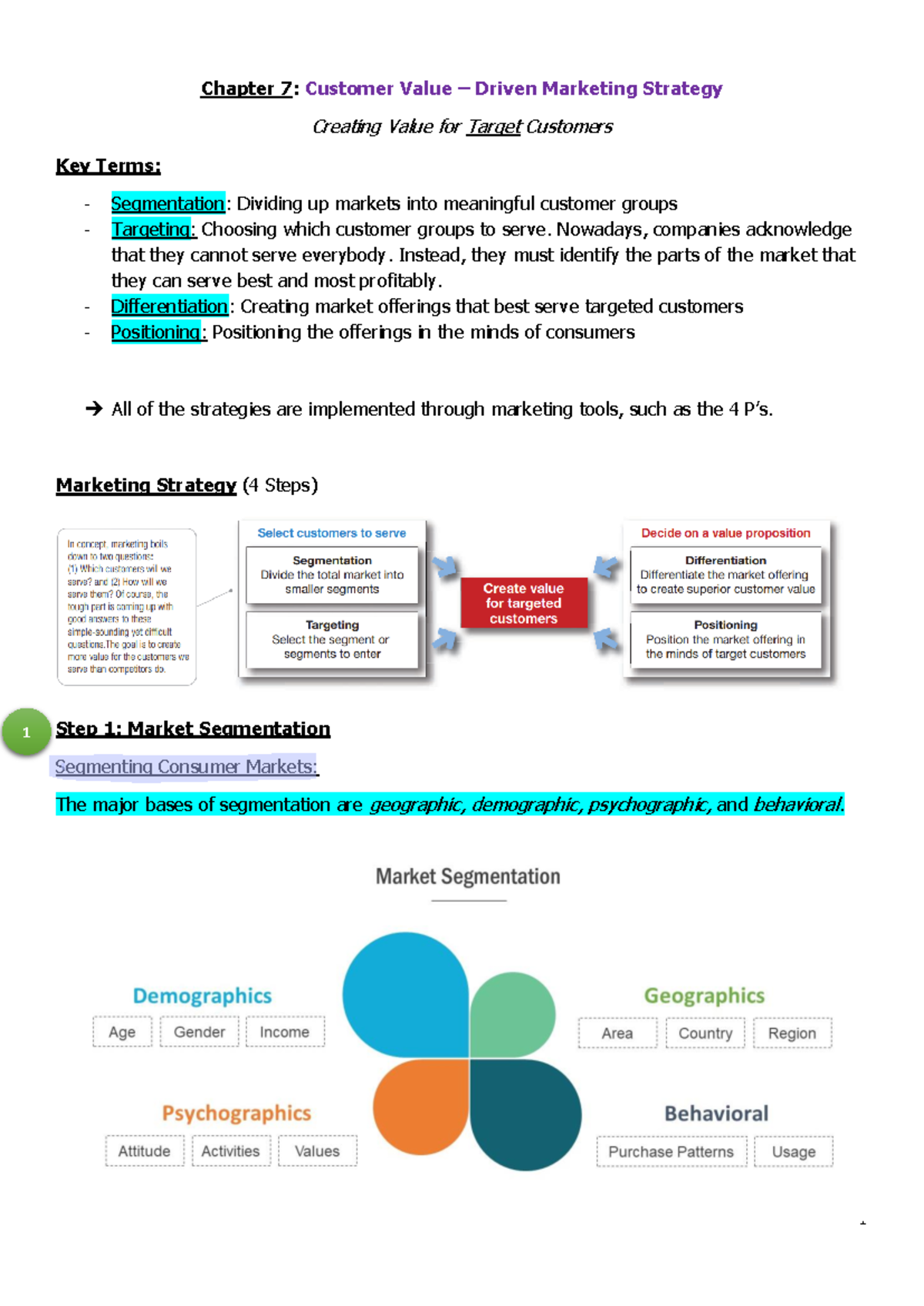 MKT 101 Final Notes: Customer Value-Driven Marketing Strategy - Studocu