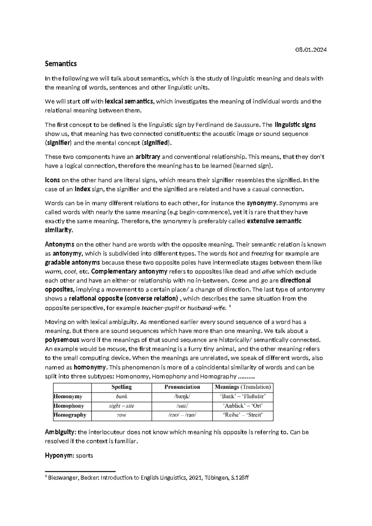 Semantics Study Notes for Linguistics 101: Understanding Meaning - Studocu