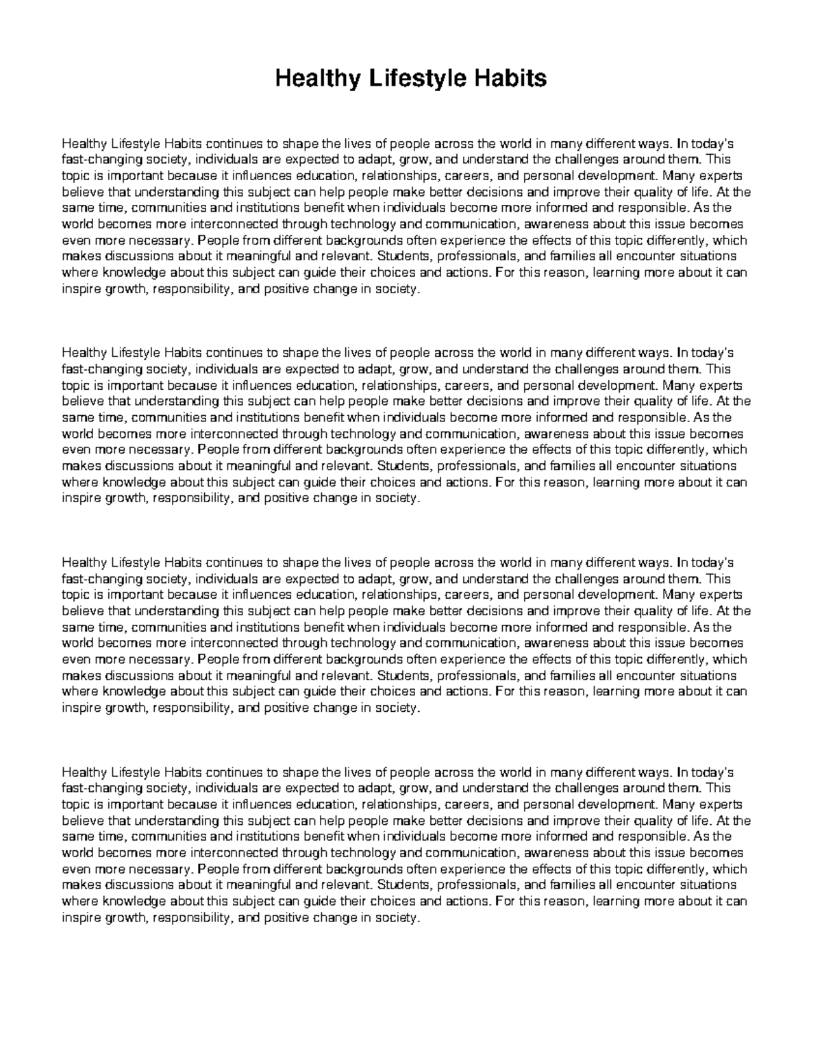 Essay 13: The Impact of Healthy Lifestyle Habits on Society - Studocu