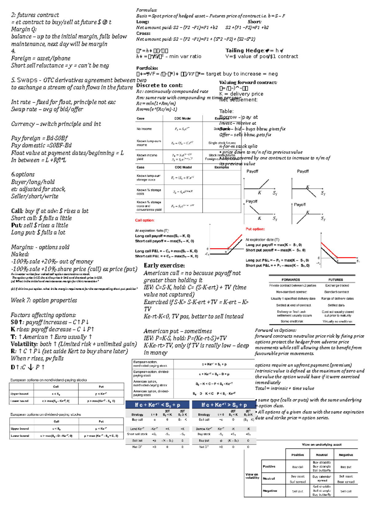 Fina - notes - 2: futures contract = et contract to buy/sell at future ...