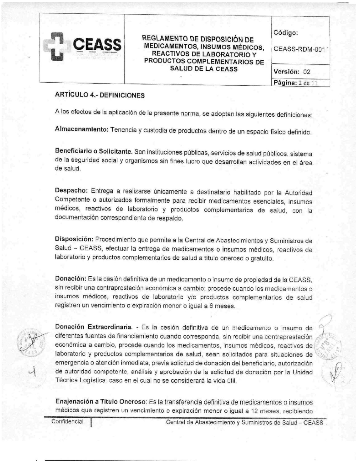Reglamento de Disposición de Medicamentos e Insumos Médicos CEASS ...