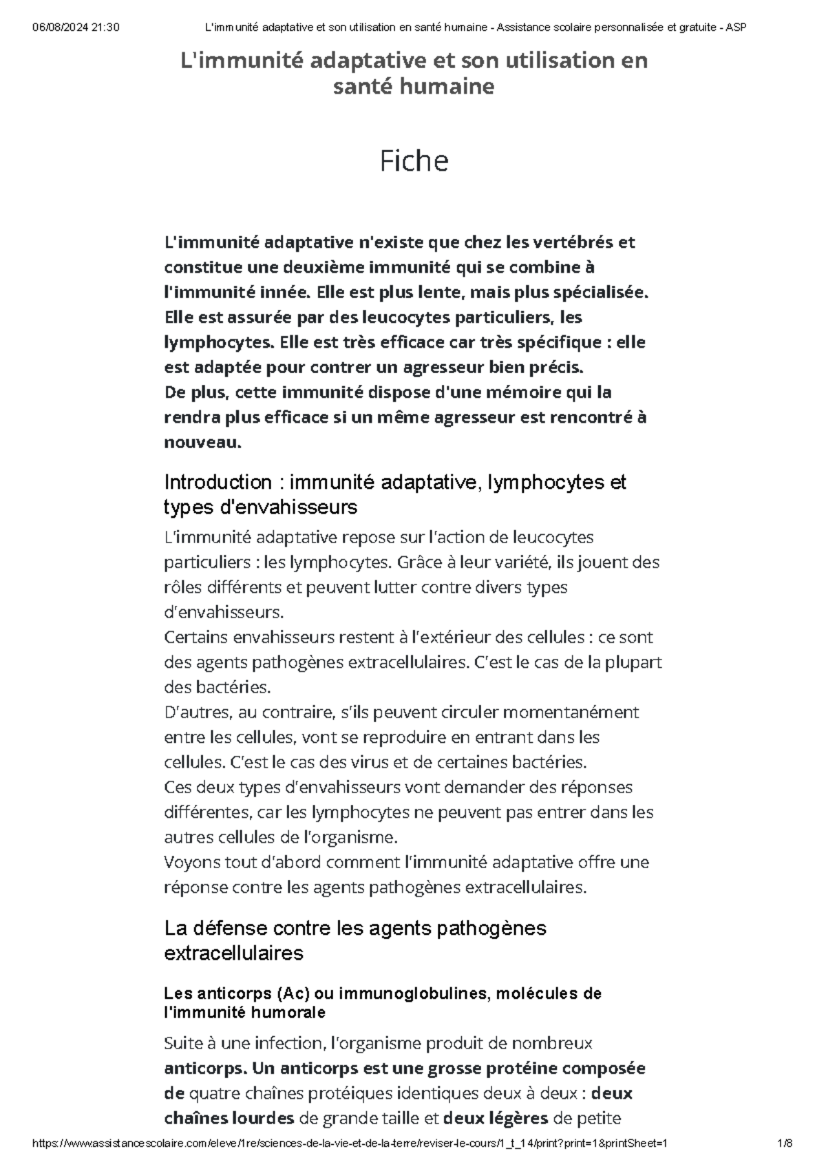 L'immunité adaptative et son utilisation en santé humaine - ASP 21:30 ...