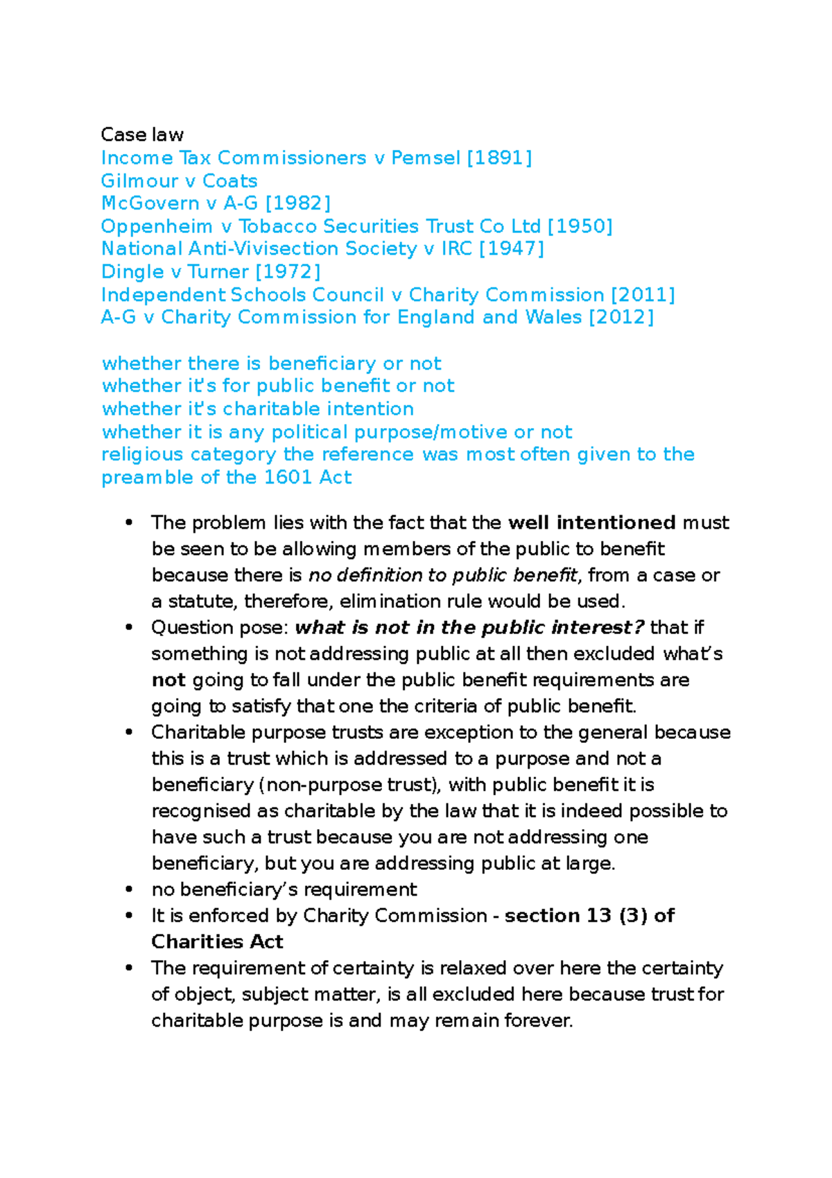 oppenheim v tobacco Case Study on Charitable Trusts and Public Benefit Requirements