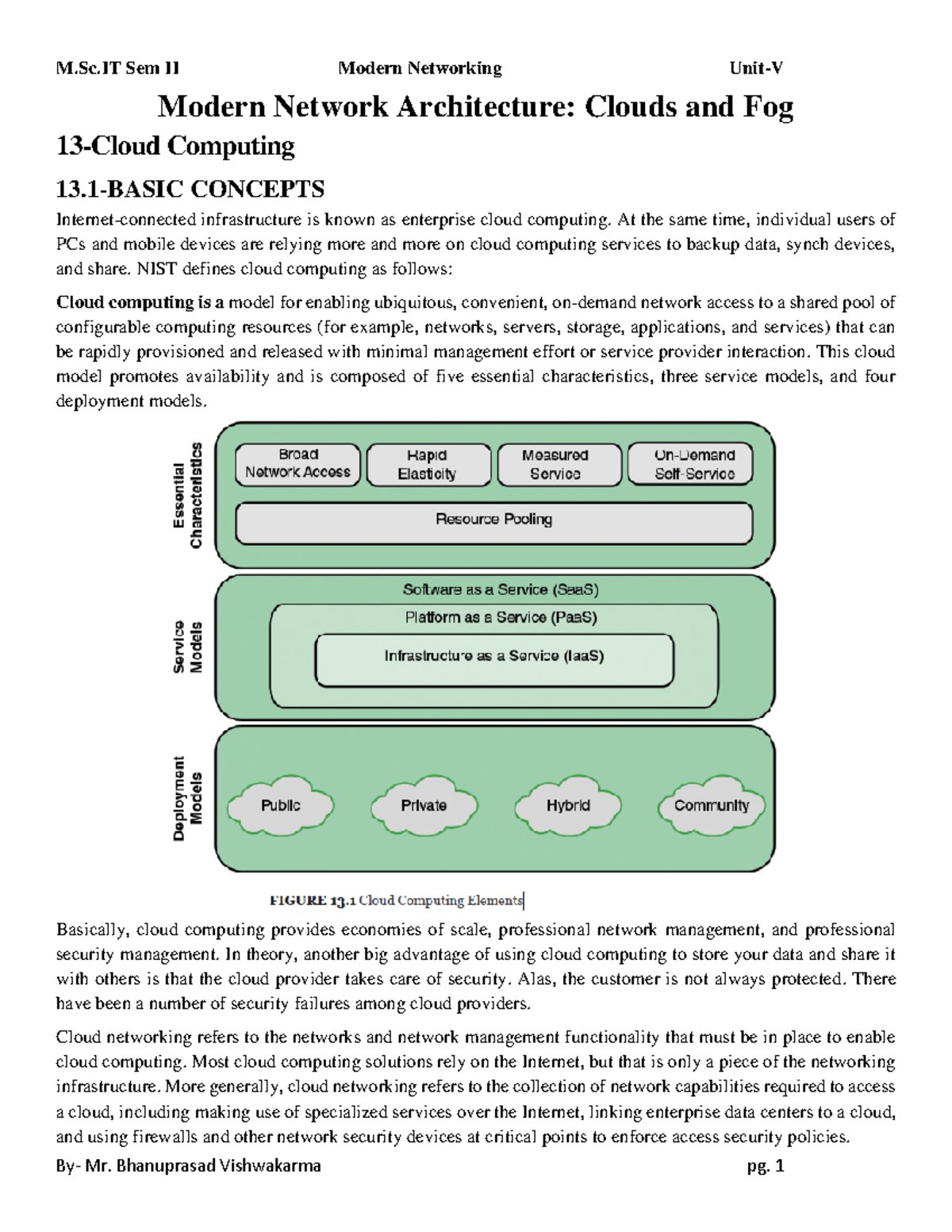 UNIT 5 - Notes - Modern Network Architecture: Clouds and Fog 13 - Cloud ...