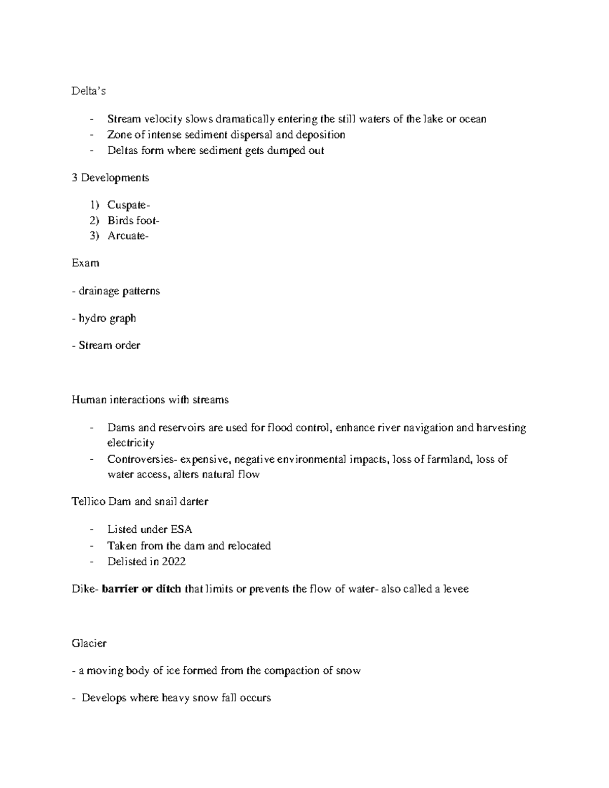 Geology 101: March 28 lecture notes on stream and glacier dynamics ...