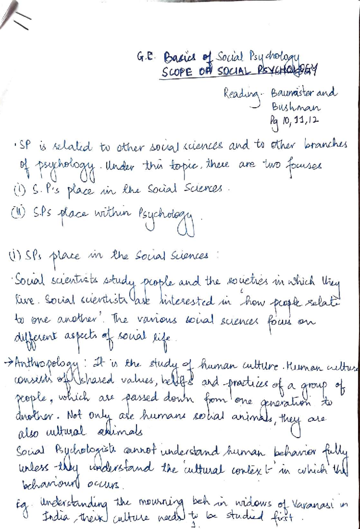 Scope of Psychology: Notes on Social Sciences and Human Behavior - Studocu
