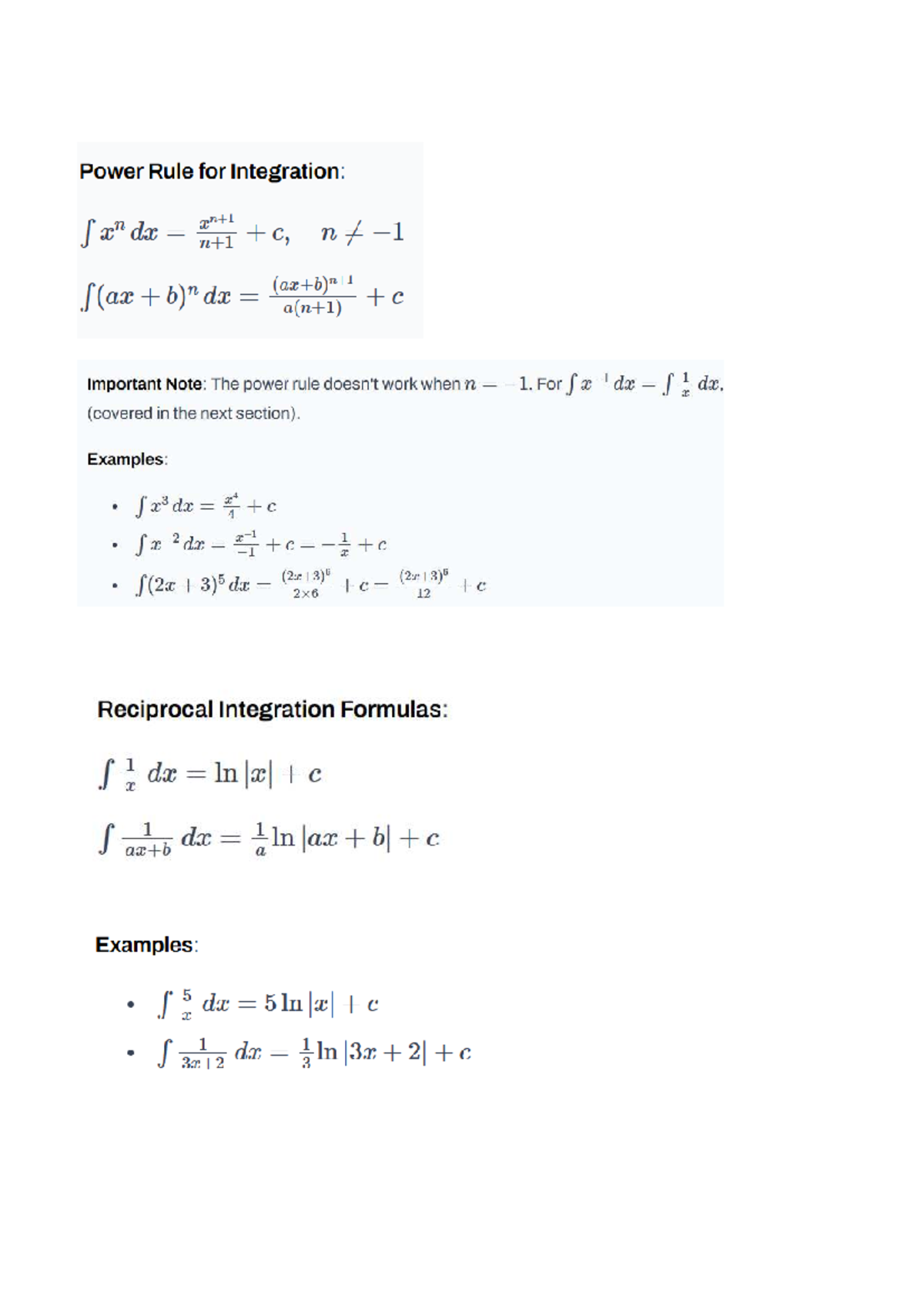 Integration 19 - good - Exercises 1 Find (a) ∫( 10 𝑥 4 − 5 𝑥 2 + 𝑥 + 3 ...