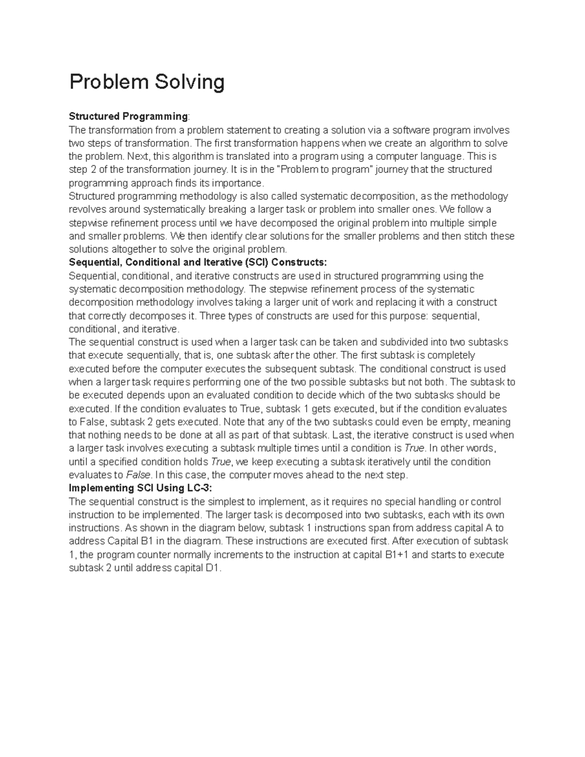 Week 9 - detailed explatation of the topic - Problem Solving Structured ...