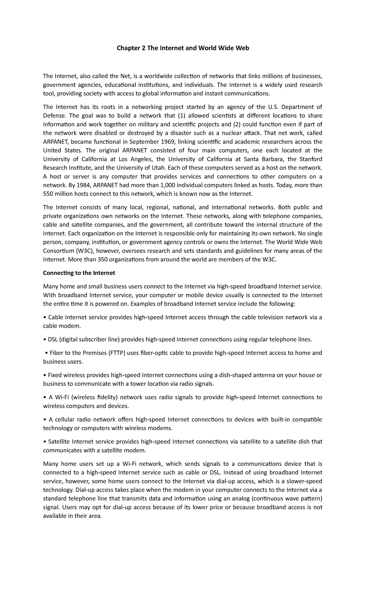 The Internet and WWW Notes - Chapter 2 The Internet and World Wide Web ...