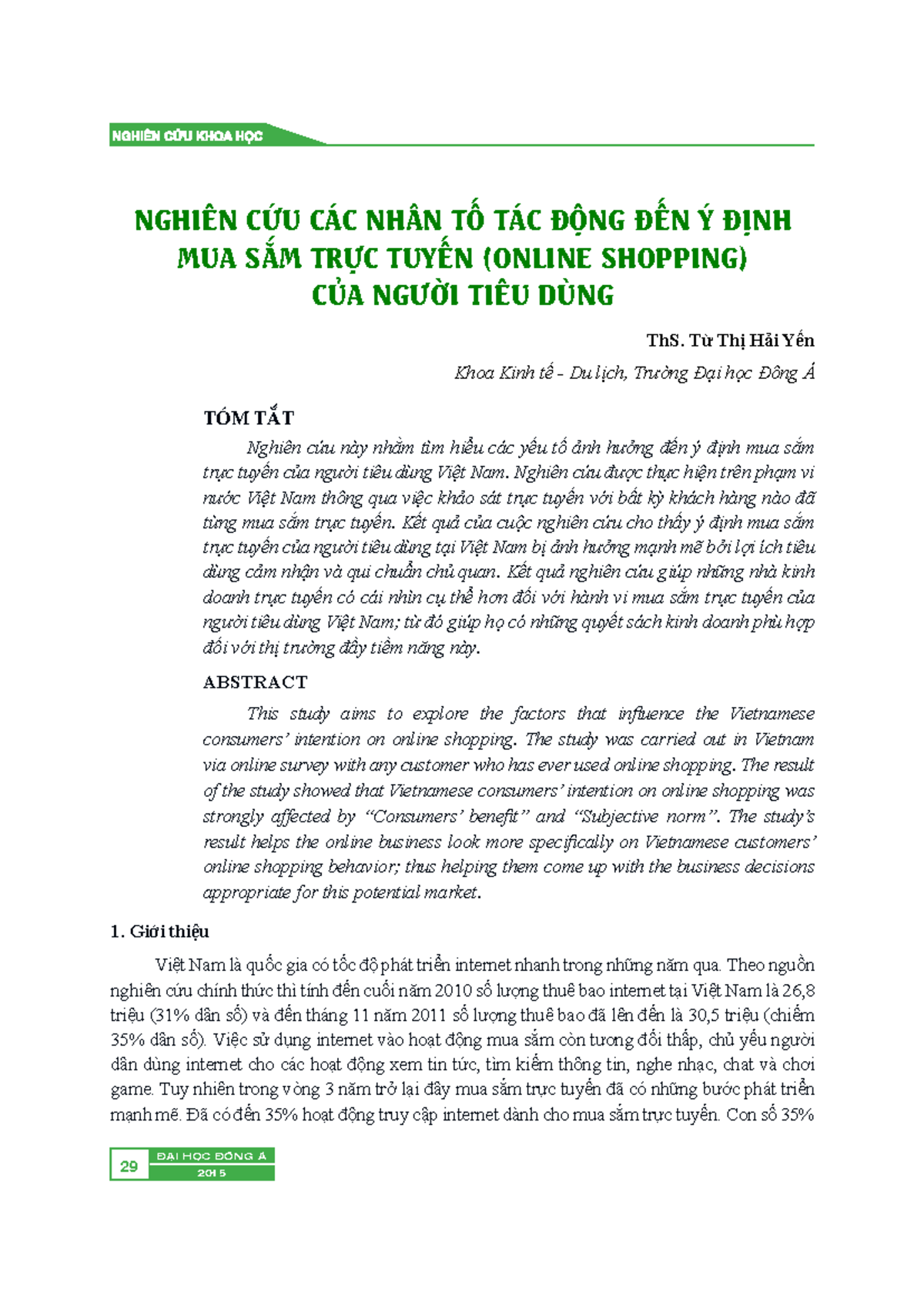 Nghien CU CAC NHAN T TAC DNG DN Y D - ÑAÏI HOÏC ÑOÂNG AÙ NGHIÊN CỨU CÁC ...