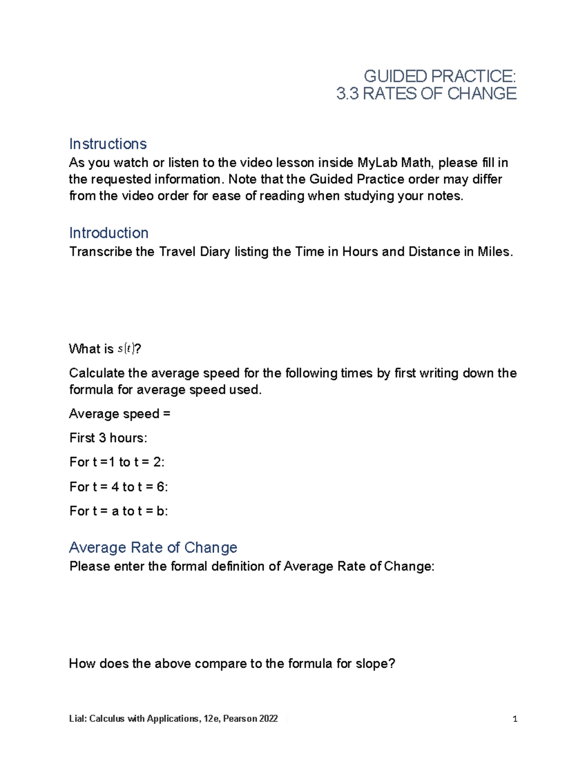 3.3 GP: Rates of Change Guided Practice Notes - Studocu