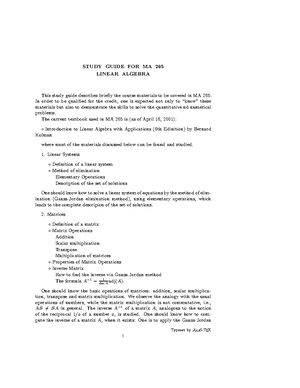 MA265 Fall 2022 Exam 2 - practice exam - MA 265, Fall 2022, Midterm II ...