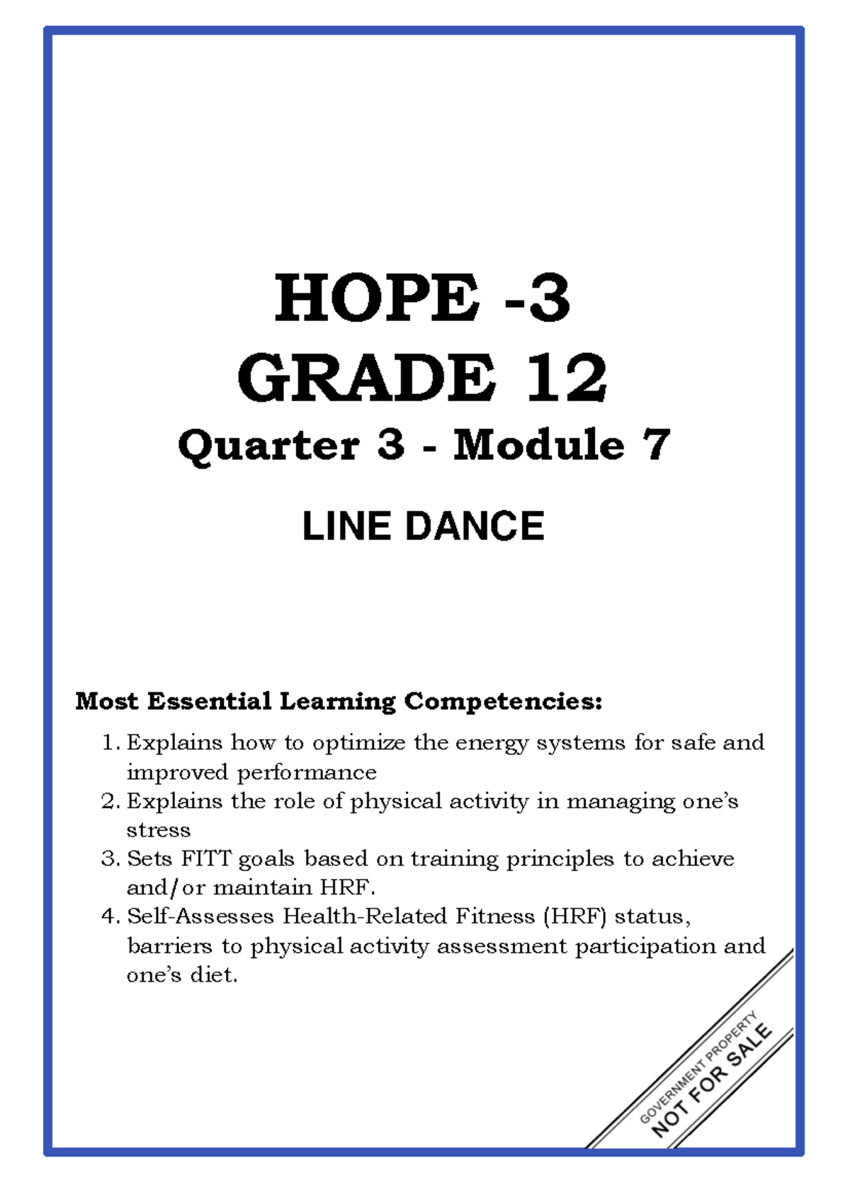 HOPE 3 Q3 W7 Mod7 (Line Dance)-1 - HOPE - 3 GRADE 12 LINE DANCE Quarter ...