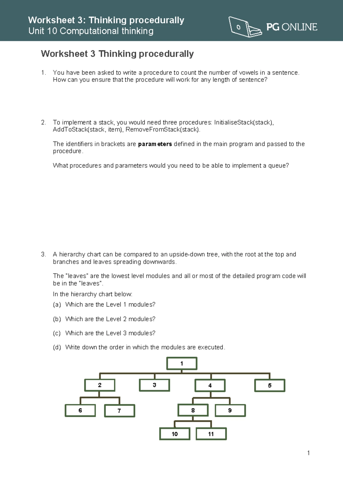 Computational Thinking Worksheet 4: Logical Thinking & Algorithms - Studocu