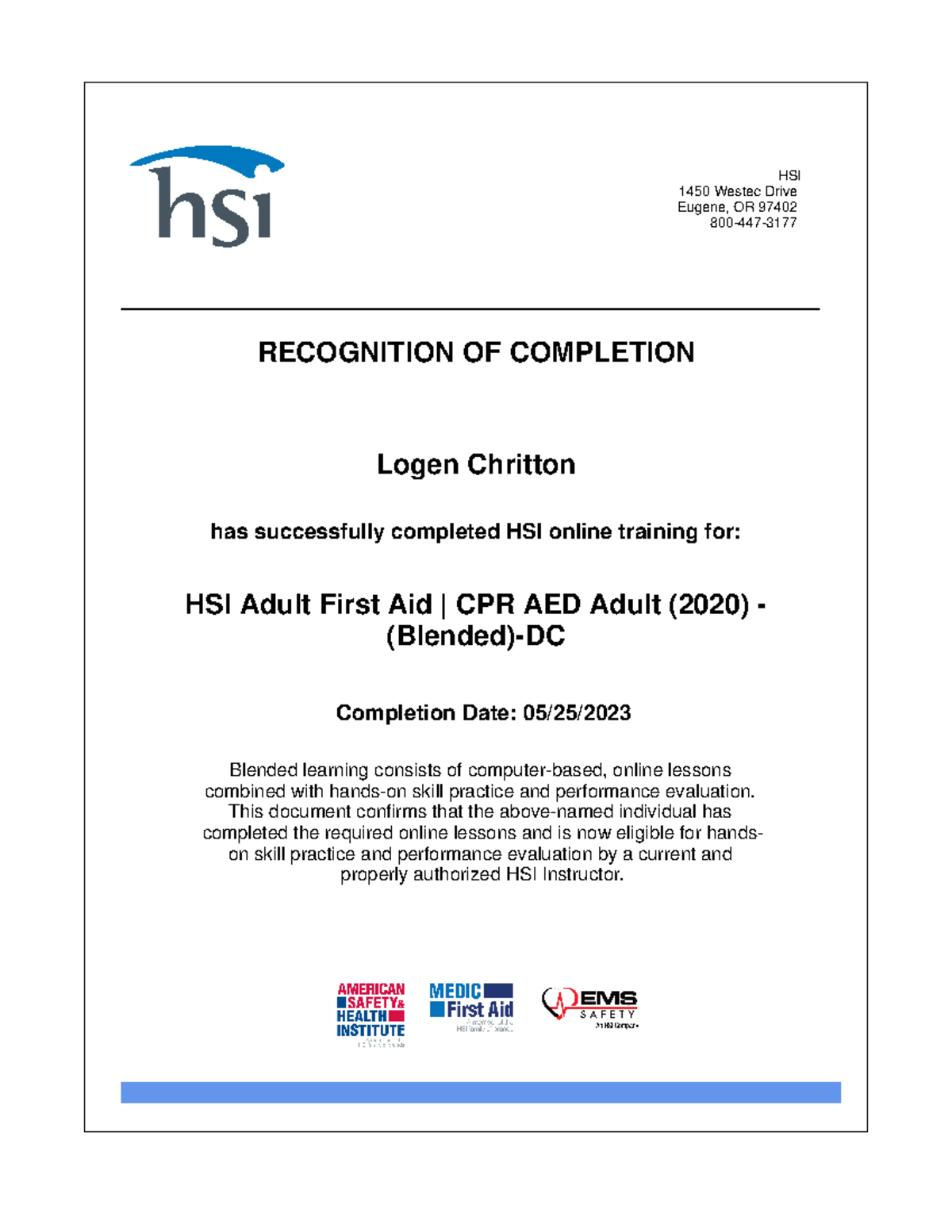 Viewer - HSI Adult First Aid | CPR AED Adult (2020) - (Blended)-DC ...