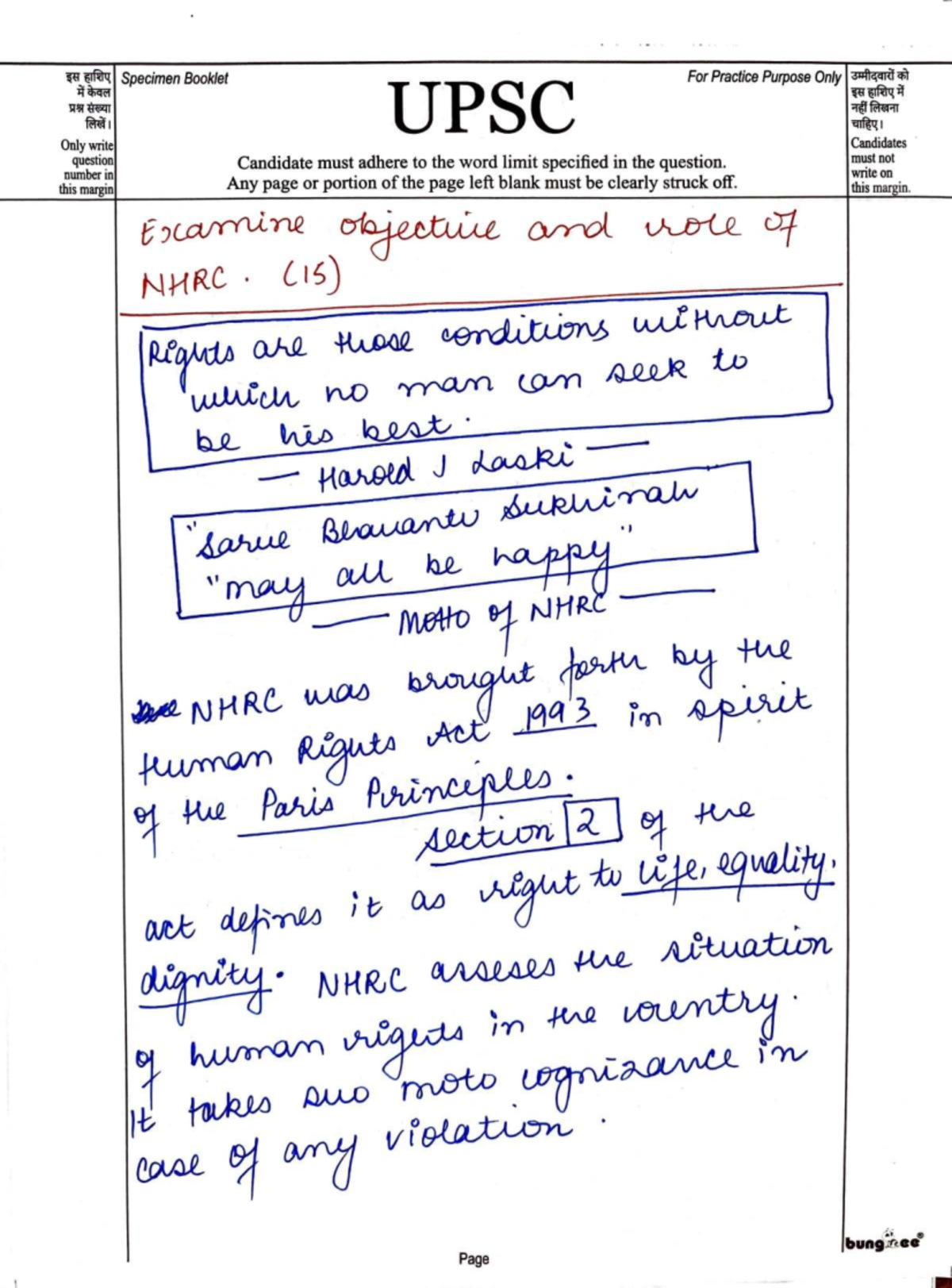 NHRC - Specimen Booklet Guidelines for Practice - Studocu