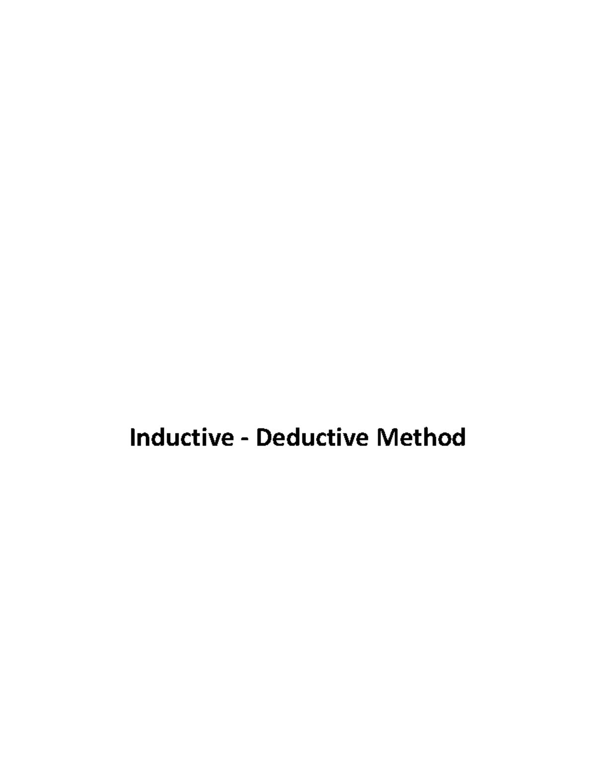 Inductive - Deductive Method - Inductive - Deductive Method Inductive ...
