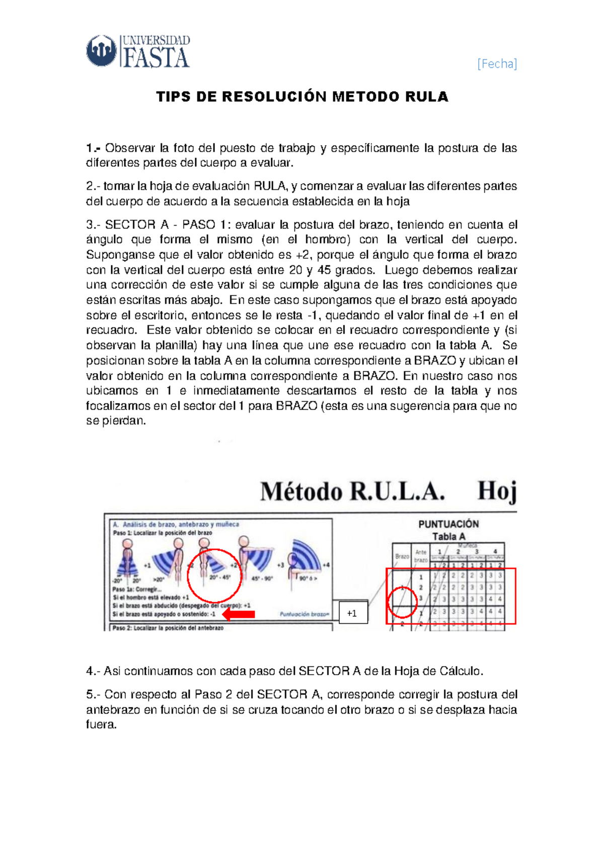TIPS DE RESOLUCIÓN DEL MÉTODO RULA: Guía Práctica - Studocu