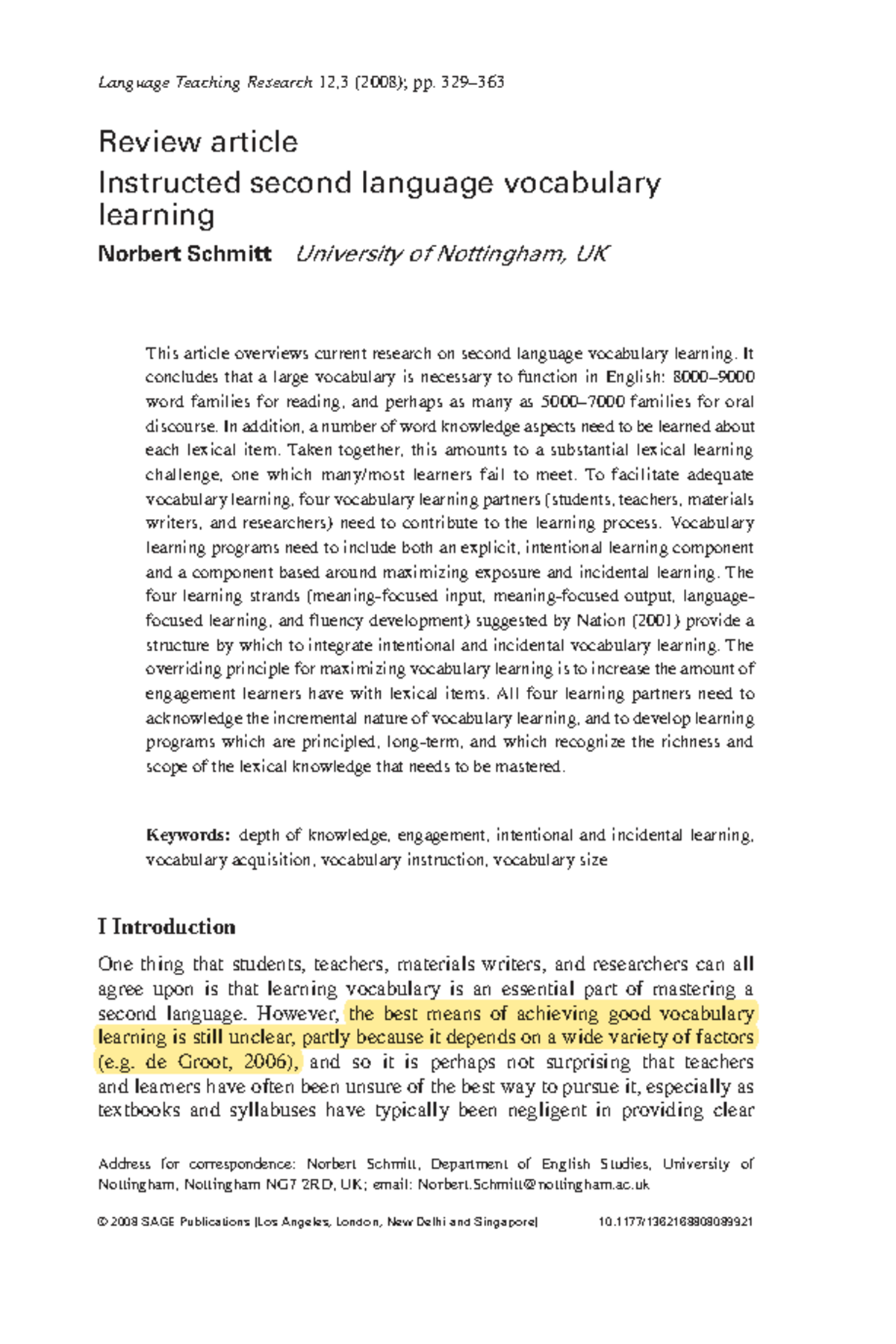 1 Instructed second language vocabualry - Language Teaching Research 12 ...