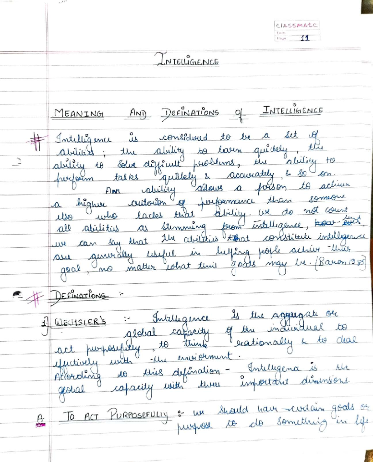 INT 101: Understanding Intelligence - Definitions and Theories - Studocu