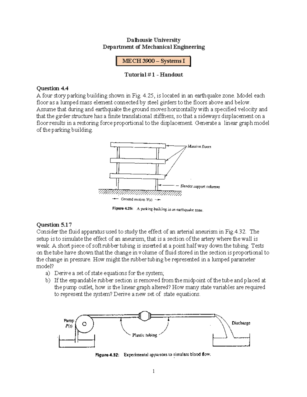 2024-Tutorial 1 - MECH 3900 - 1 Dalhousie University Department of ...