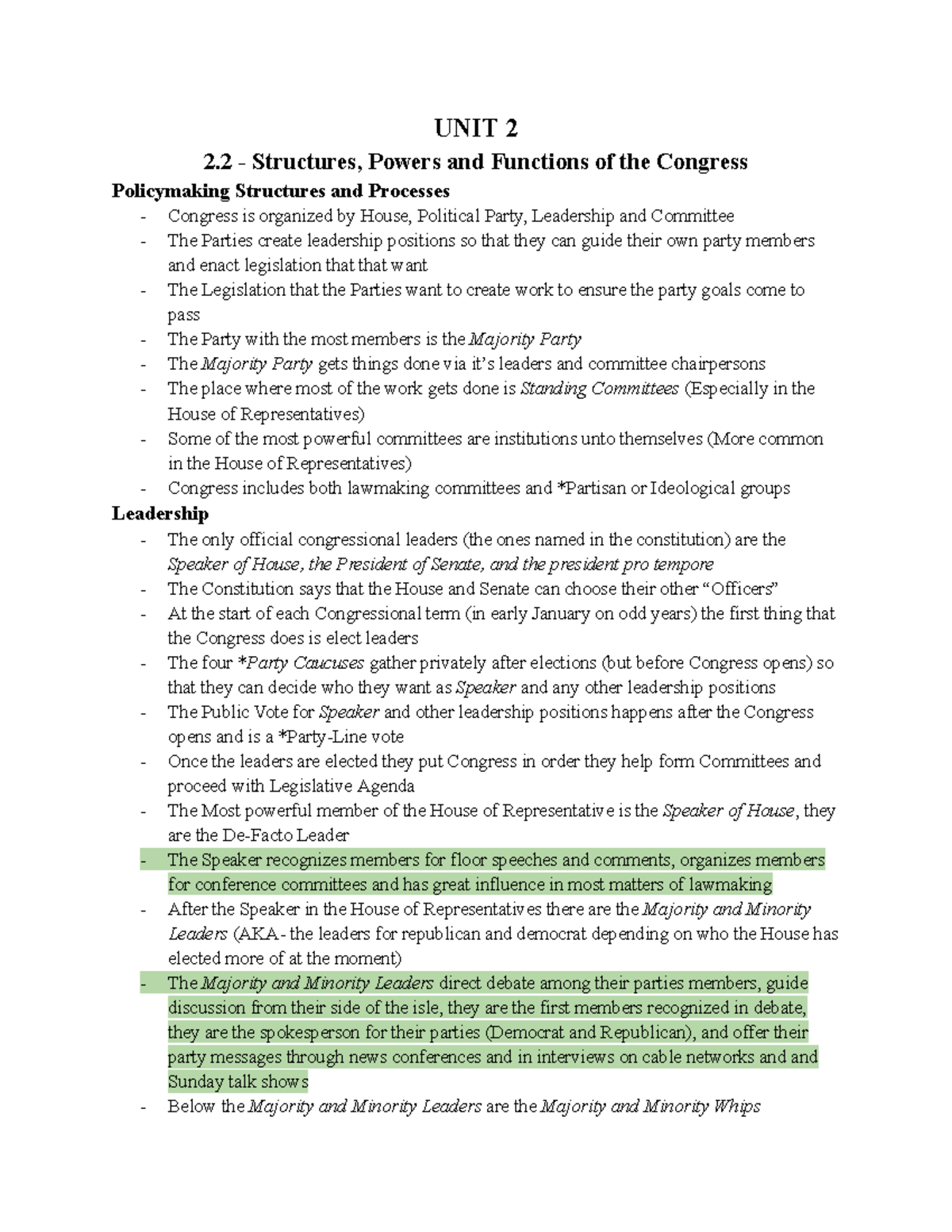 AP Government - Class notes for unit 2 of AP Gov - UNIT 2 2 ...