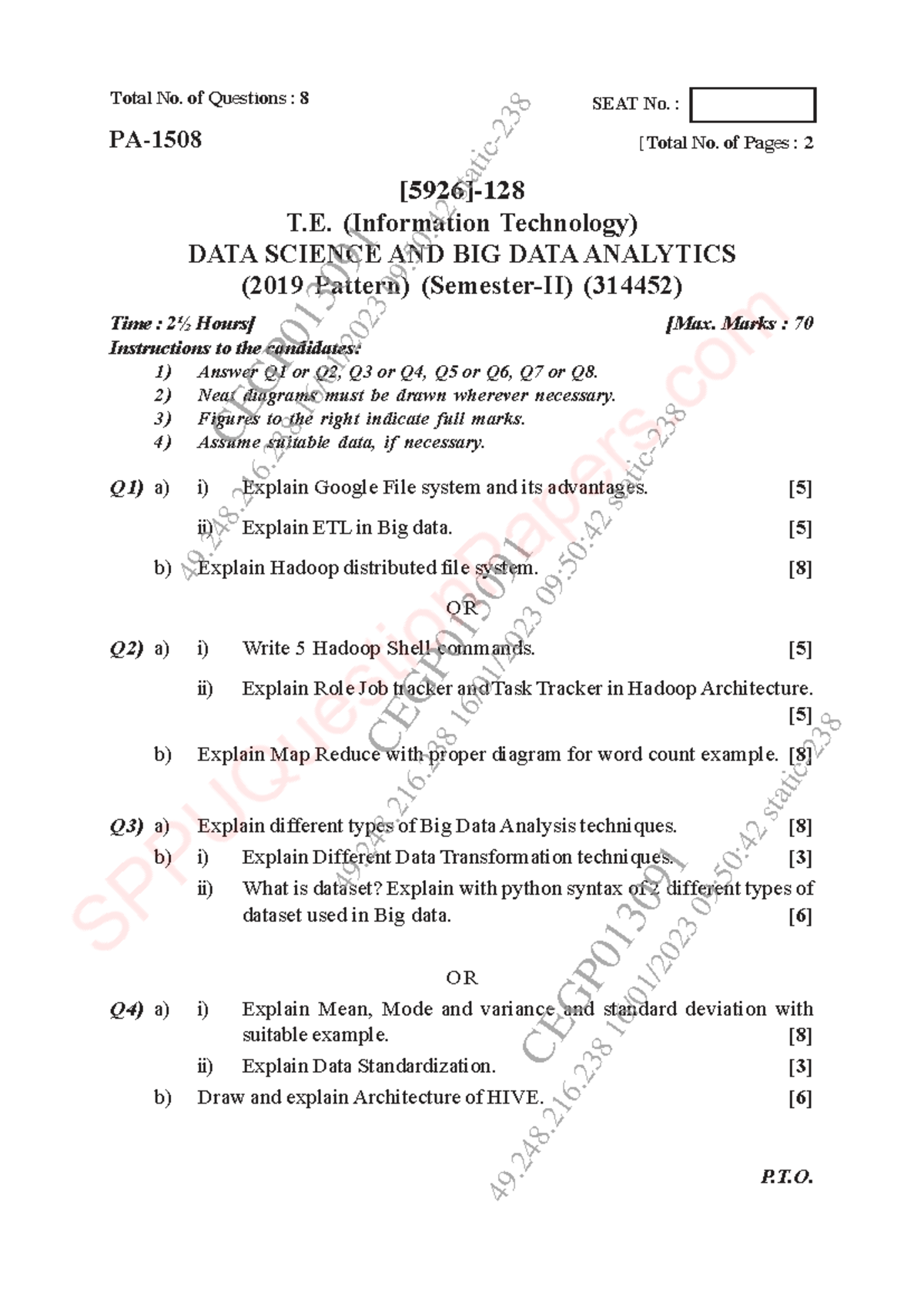 T.E. (Information Technology) Data Science & Big Data Analytics Exam ...