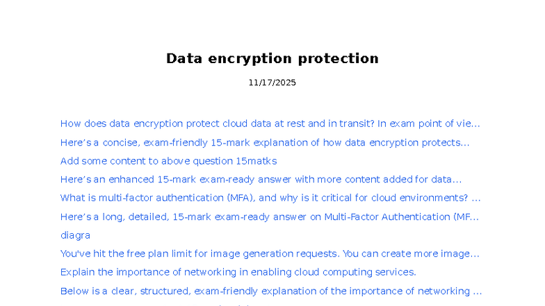 Data Encryption Protection in Cloud Computing: Exam Insights (2025 ...
