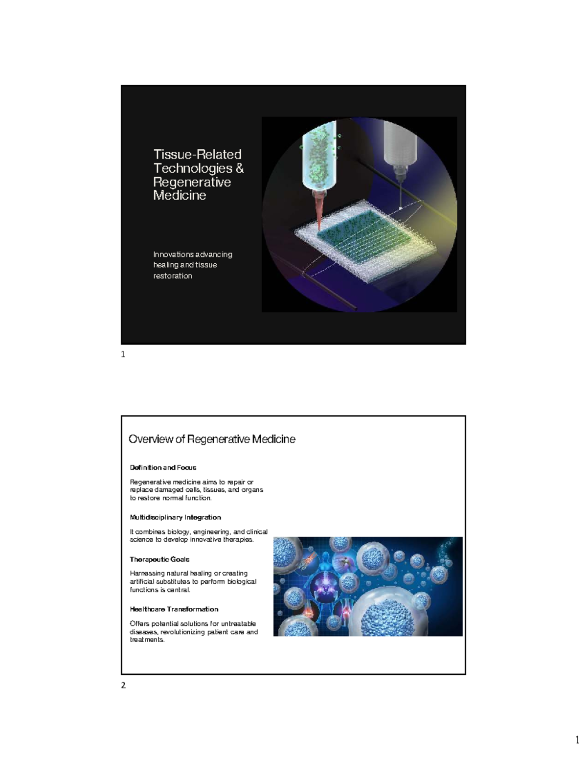 Lecture on Regenerative Medicine and Tissue Engineering - Studocu