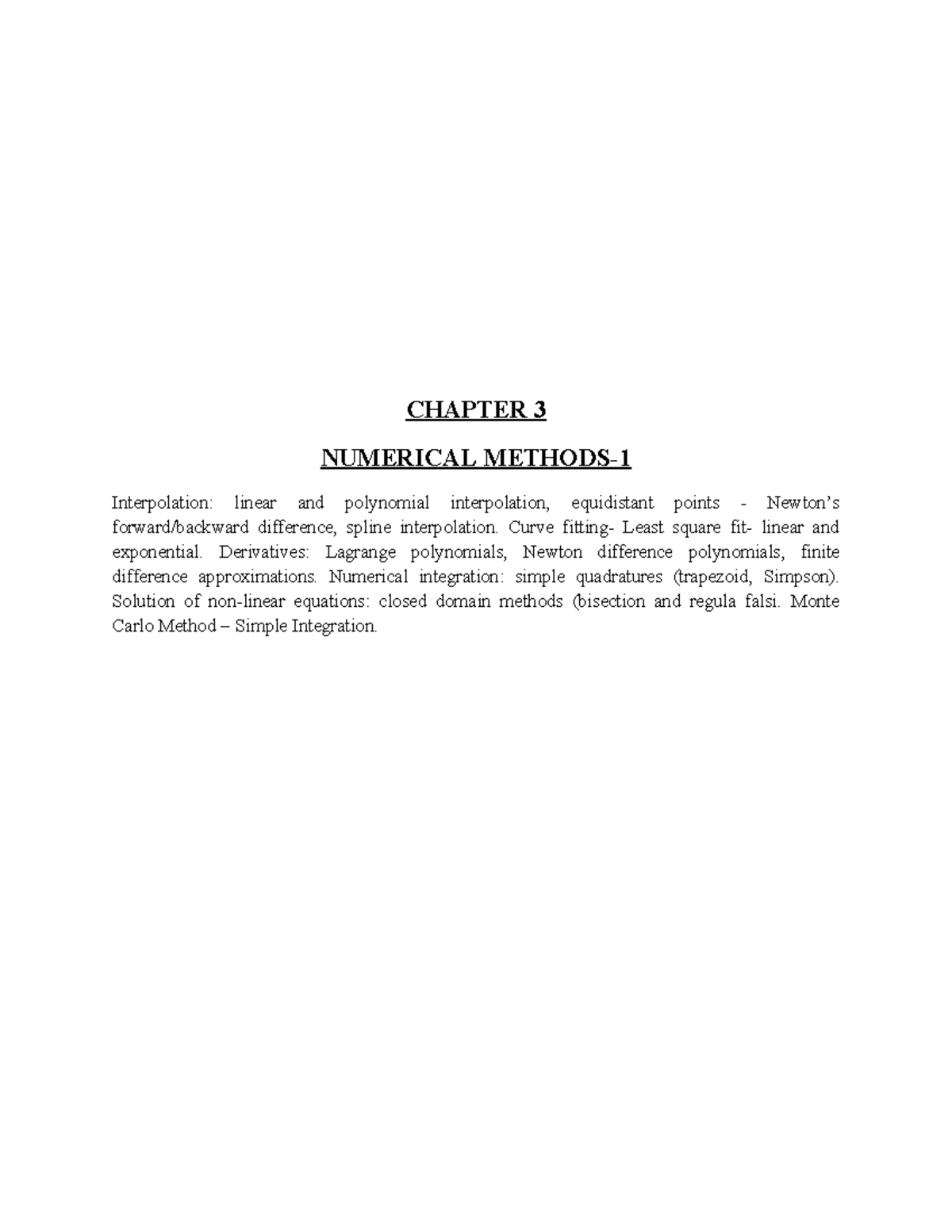 Numerical Methods: CHAPTER 3 - Interpolation & Integration Techniques ...