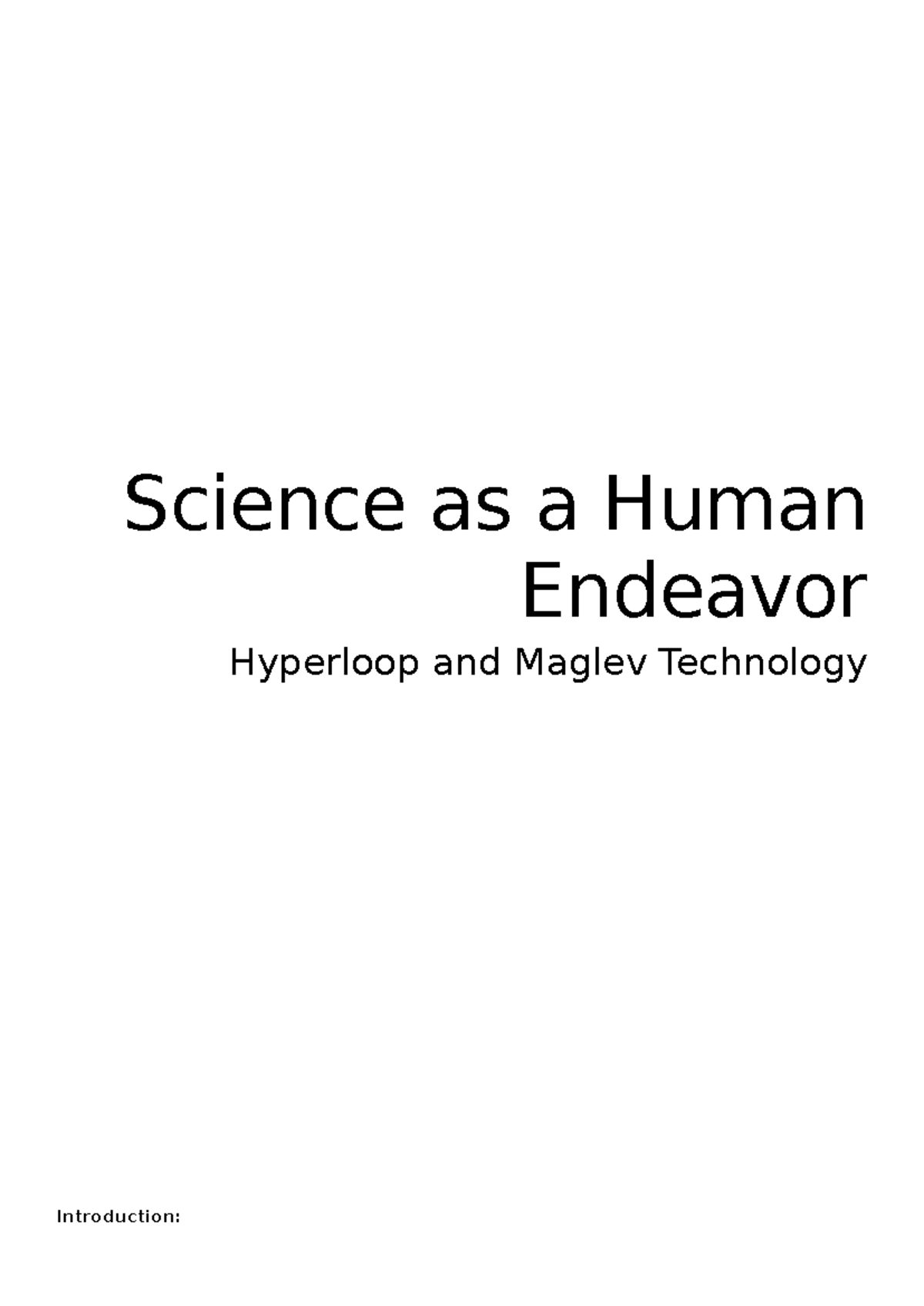 Science as a Human Endeavor: Hyperloop & Maglev Tech Overview - Studocu