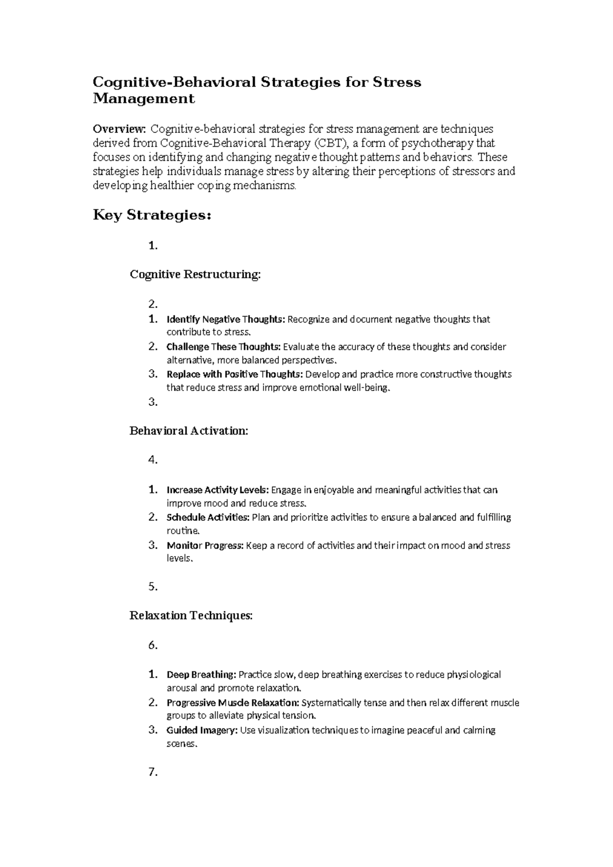 Stress Management Strategies Overview: Techniques from CBT for ...