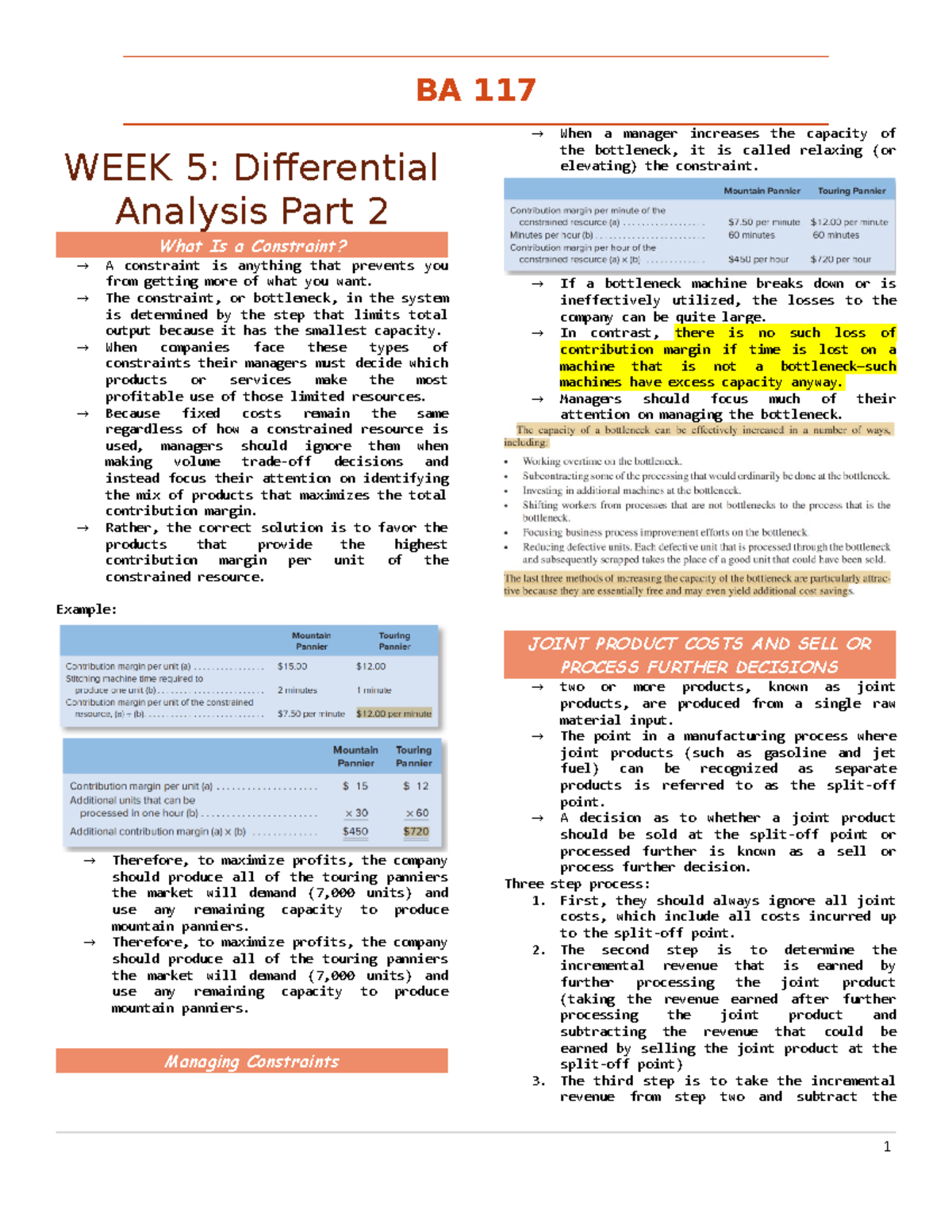 WEEK 5 - WEEK 5 Differential Analysis - BA 117 WEEK 5: Differential ...
