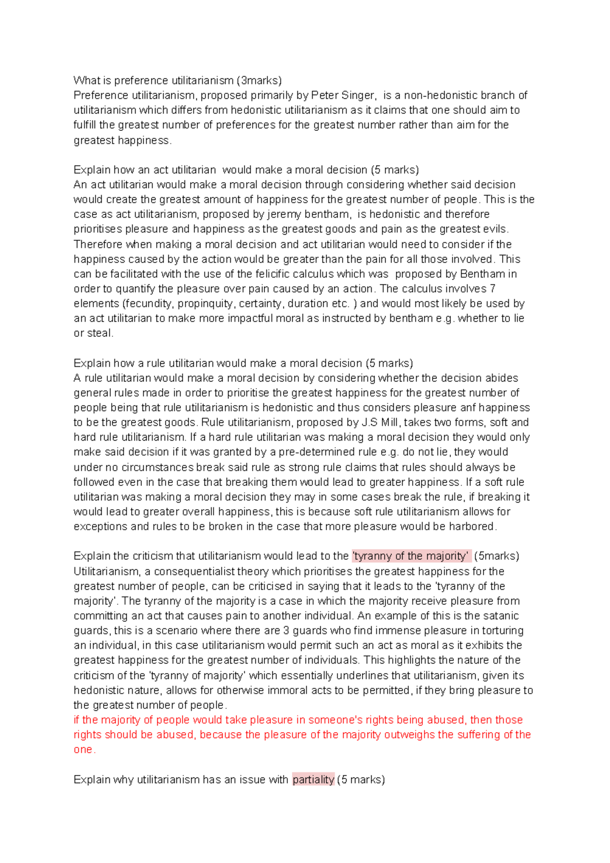 Utilitarianism Practice Questions (PHIL 101) - Studocu