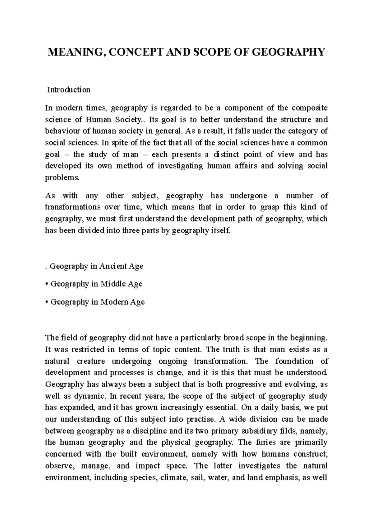 Meaning, Concept, and Scope of Geography: A Comprehensive Overview ...