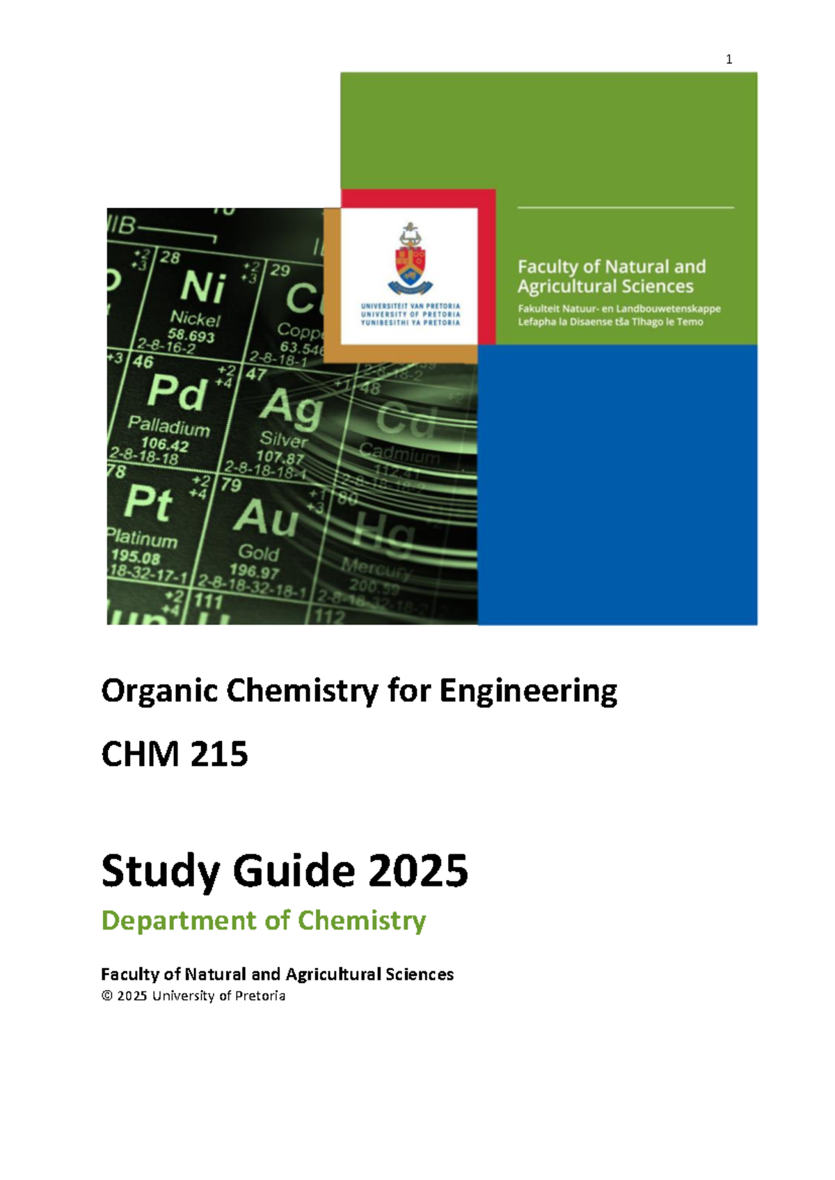 2025 CHM 215 Organic Chemistry Study Guide and Module Calendar - Studocu