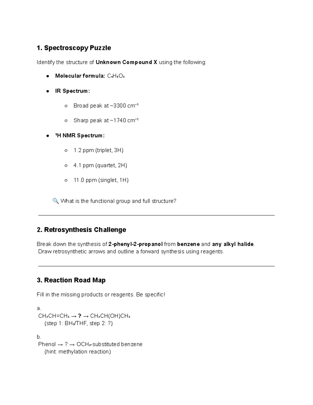 Orgo 3 Exam Practice Questions: Chapters 9-12 Review - Studocu