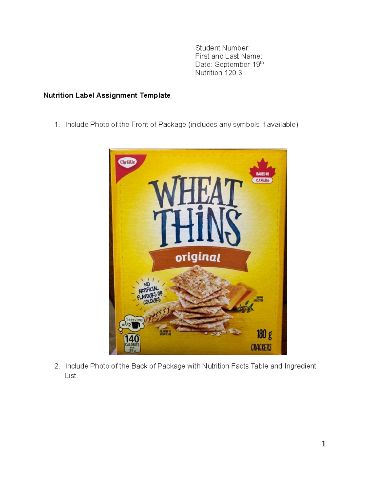 Nutrition 120.3 Nutrition Label Assignment Guide - Studocu